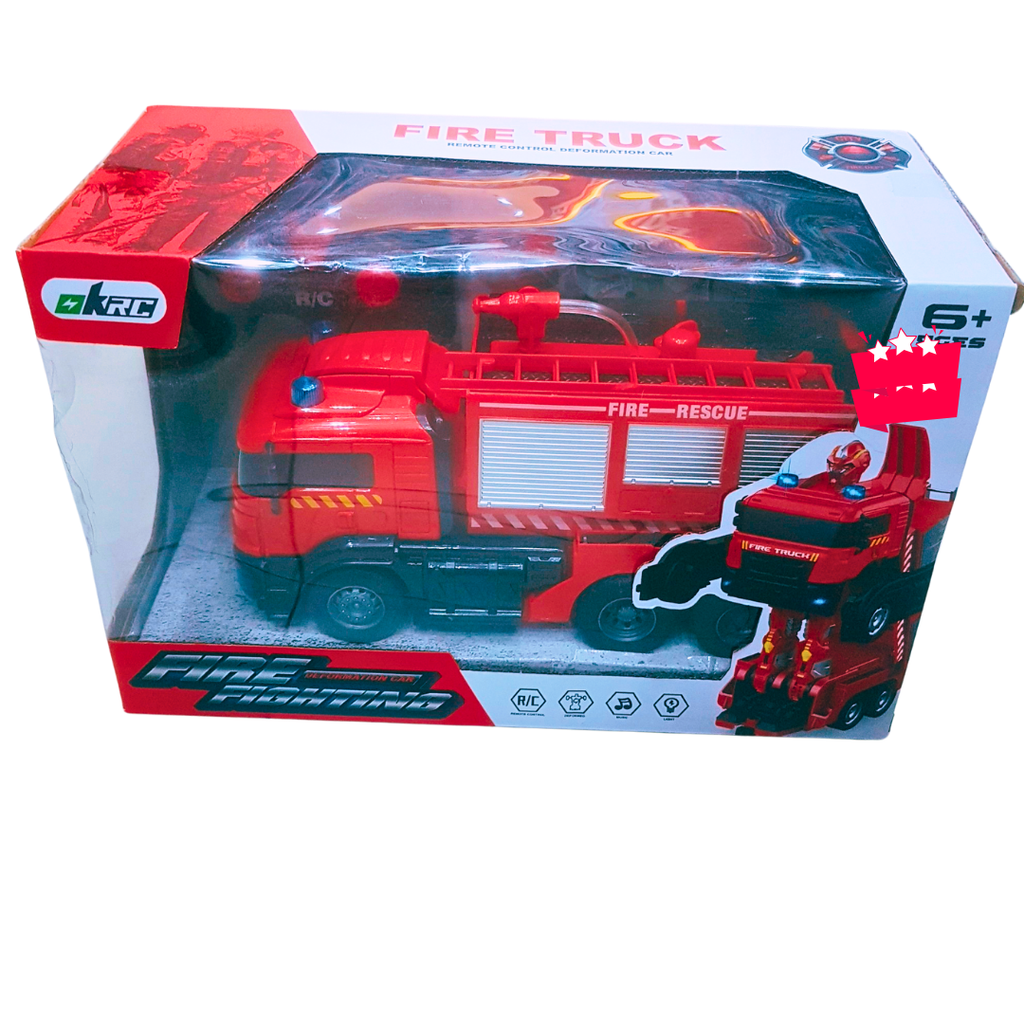 🚒 Fire Fighting RC Deformation Car - Remote Control Fire Truck Toy with Water Spray and Sound Effects | Ages 6+