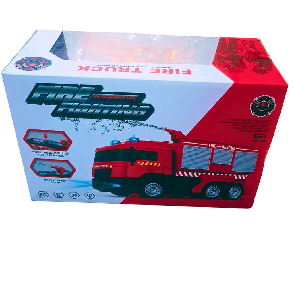 🚒 Fire Fighting RC Deformation Car - Remote Control Fire Truck Toy with Water Spray and Sound Effects | Ages 6+