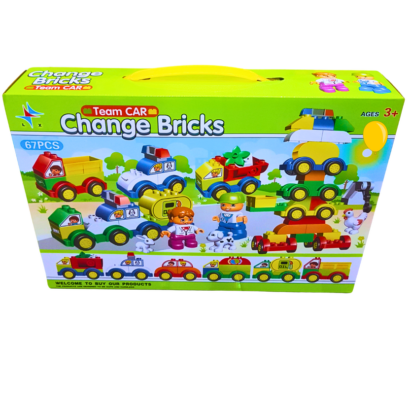 Team Car Change Bricks – 67-Piece Vehicle Building Block Set | Creative Play for Kids – Ages 3+ Main image