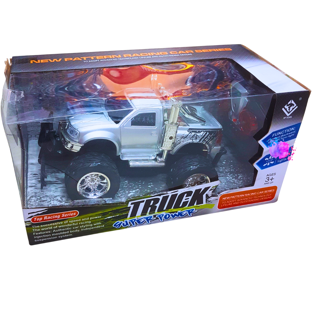 Super Power Silver Racing Truck Toy with Lights and Sounds - Sleek Design for Kids Aged 3+
