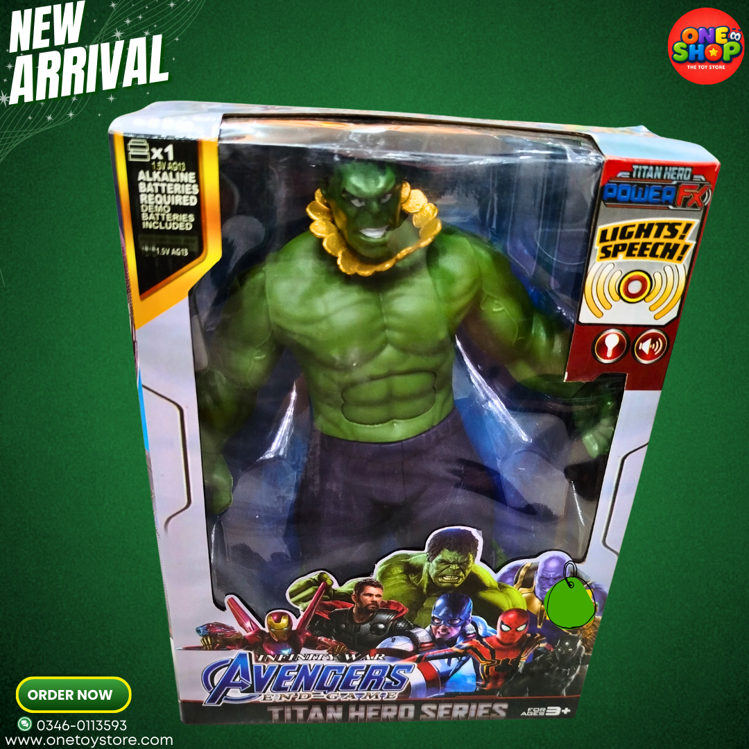 Marvel Avengers Hulk Titan Hero Power FX Action Figure with Lights & Sound – Large Talking Superhero Toy for Kids (3+ Years)