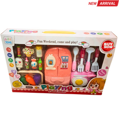 🏠 Playing House Kitchen Set for Kids – Fridge, Food, Utensils & Cooking Toys (Age 3+)