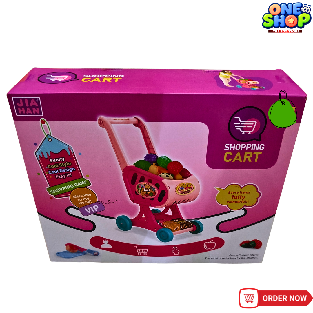 Kids Shopping Cart Toy Set with Pretend Fruits & Grocery Accessories – Mini Supermarket Trolley Role Play Toy for Boys & Girls Secondary image