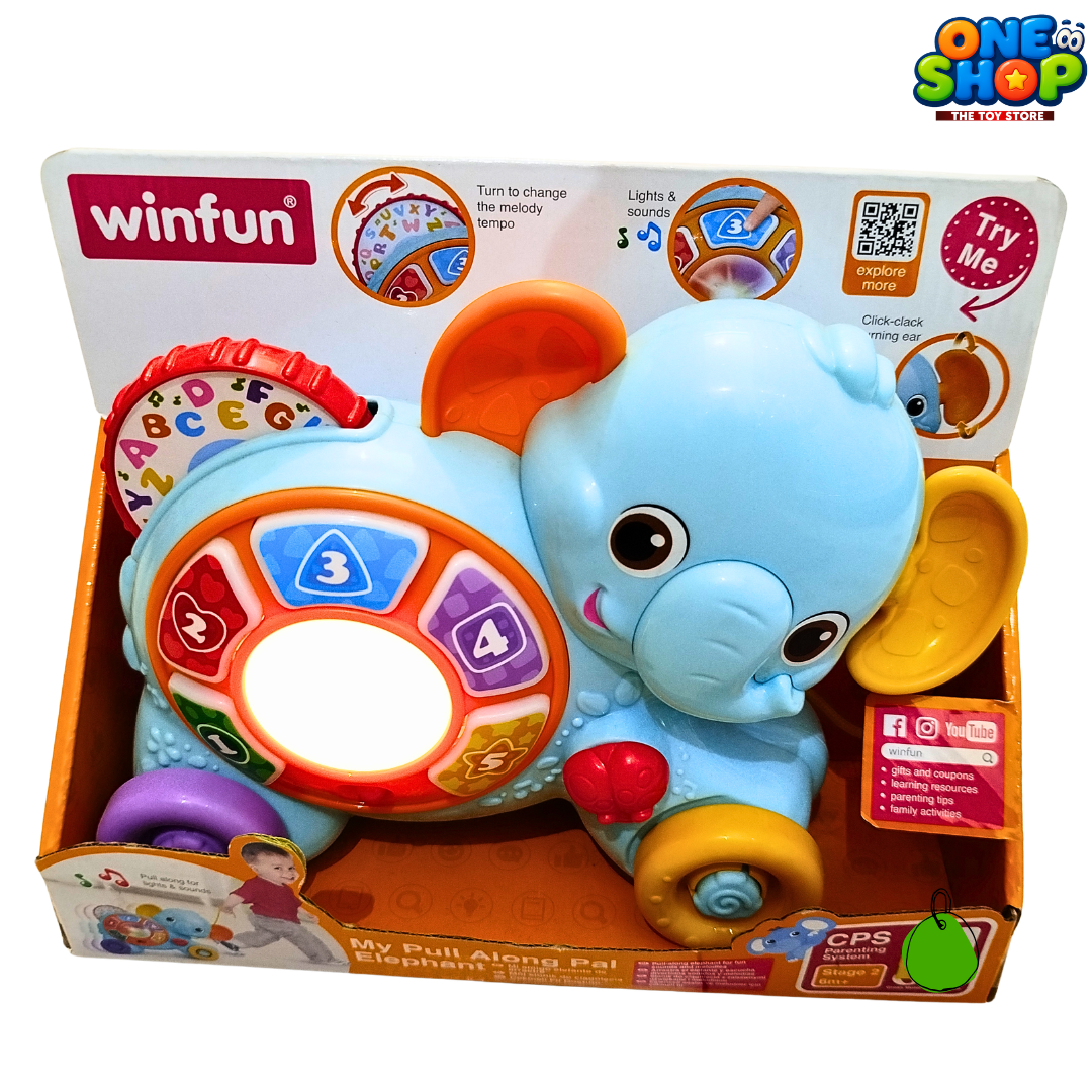 Winfun My Pull Along Elephant Toy for Toddlers – Musical Learning Elephant with Lights, Numbers & Pull Along Fun Secondary image
