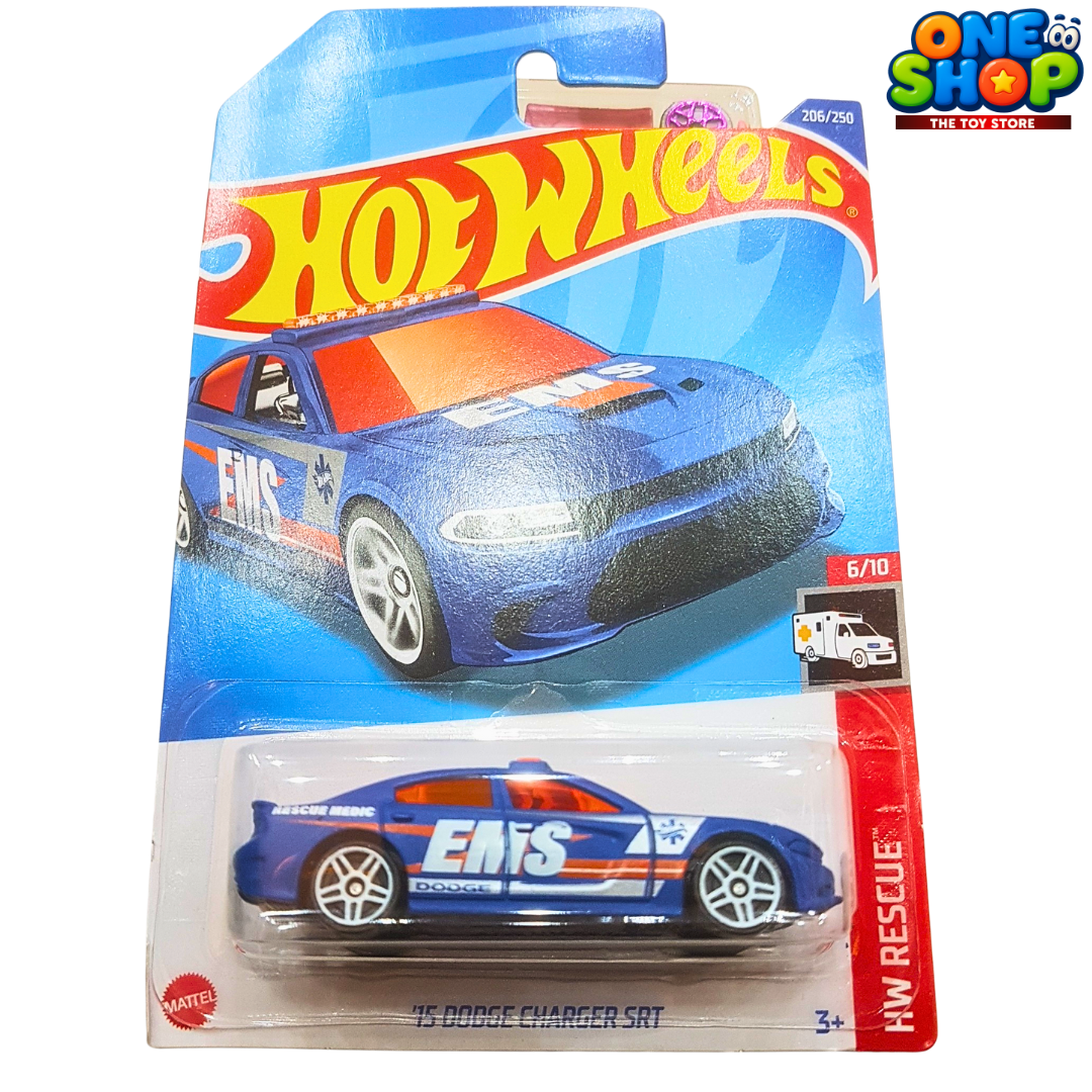 🚓 Hot Wheels ’15 Dodge Charger SRT – HW Rescue | EMS Emergency Die-Cast Toy Car for Kids & Collectors (3+)
