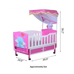 Enchanting Pink Junior Wooden Baby Cot with Canopy - Safe and Whimsical Infant Bed