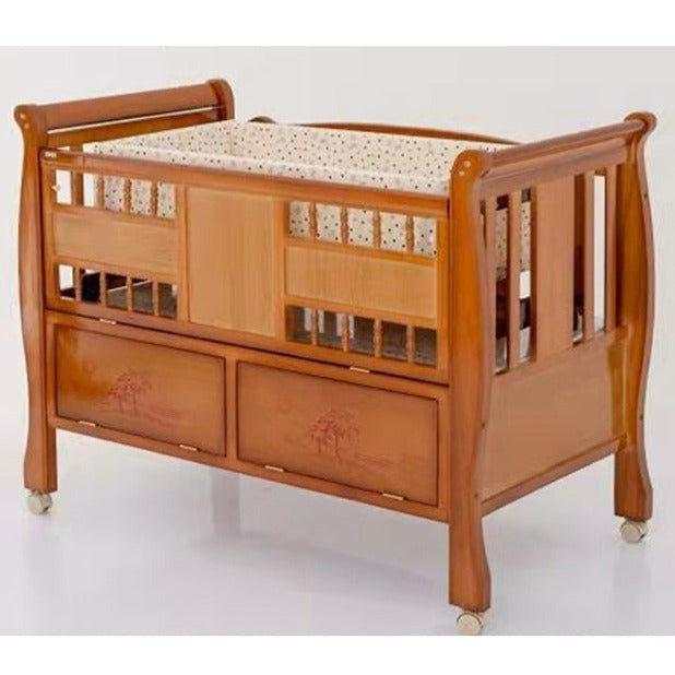 Elegant Junior Baby Cot with Rocking Feature and Storage - Durable Wooden Nursery Bed