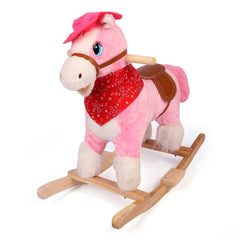 Pink Bandana Adventure Rocking Horse with Saddle - Soft Plush Friend RH-2011-M