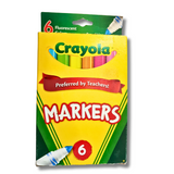 Crayola 6-Piece Fluorescent Markers - Vibrant Neon Colors - Made in the USA