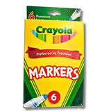 Crayola 6-Piece Fluorescent Markers - Vibrant Neon Colors - Made in the USA