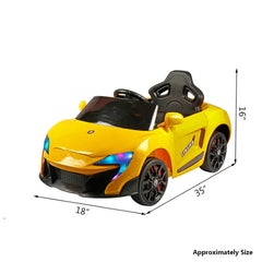 Turbo Racer Electric Ride-On Car for Kids with Music and Remote Control - Sunny Yellow