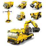 1000pcs DIY Building Toys, 6-in-1 Kids Creative Engineering Building Bricks Construction Vehicles Building Blocks Kit, Best Gifts For Kids Aged 6 7 8 9 10 11 12 Years Old