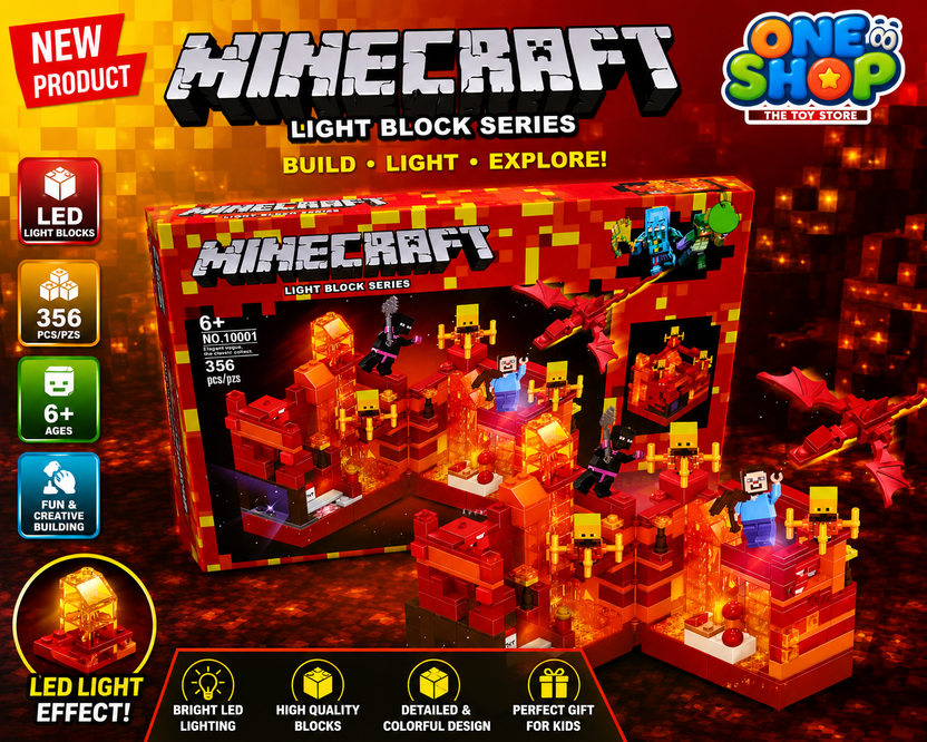 Minecraft Light Block Series Building Set – 356 PCS LED Minecraft Blocks Toy for Kids | Creative Construction Toy with Dragon & Figures | Educational Building Bricks Gift for Boys & Girls 6+ Main image