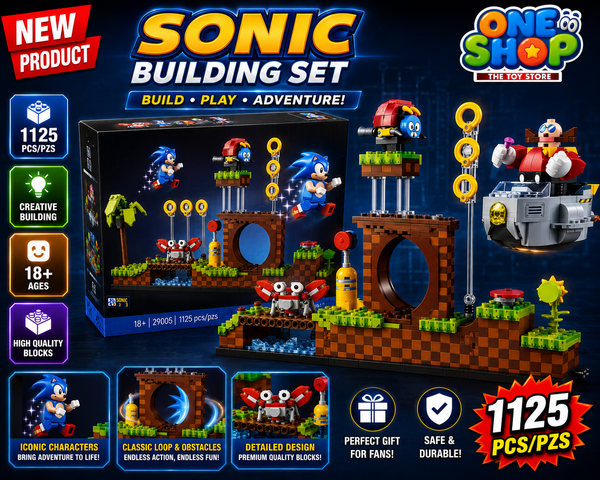 Sonic Adventure Building Blocks Set – 1125 PCS Collectible Construction Toy for Kids & Teens | Sonic vs Dr. Eggman Brick Set | Creative STEM Building Toy for Boys & Girls