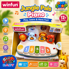 Winfun Jungle Pals Piano for Babies – Musical Learning Keyboard Toy with Animal Sounds, Lights & Number Keys for Toddlers