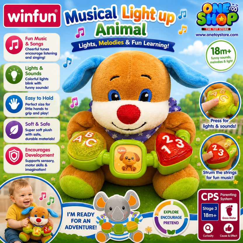 Musical Light Up Animal Plush Toy for Toddlers – Interactive Puppy Soft Toy with Lights, Sounds & Learning Numbers Main image