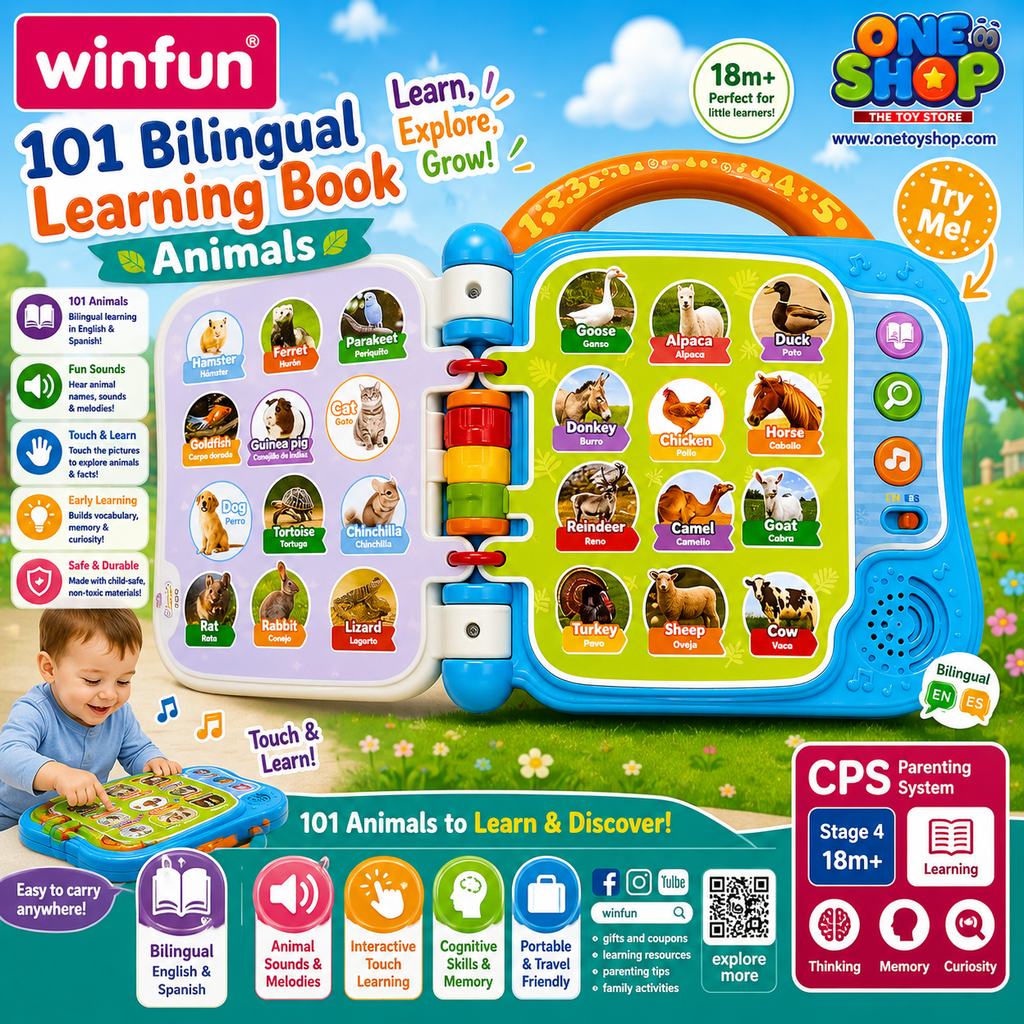 Winfun 101 Bilingual Learning Book – Interactive Animal Sound Book for Kids with English & Spanish Learning