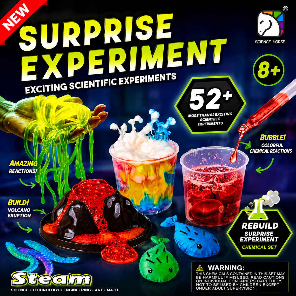 Surprise Experiment Science Kit for Kids – 52+ STEM Scientific Experiments Set | Educational Chemistry Learning Toy for Boys & Girls