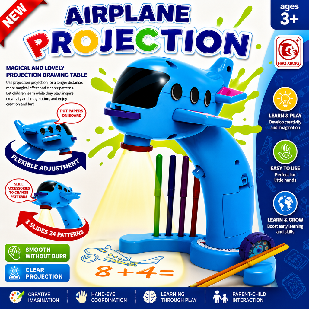 Airplane Projection Drawing Table for Kids – Educational Projector Painting & Tracing Toy with 24 Patterns | Creative Learning Drawing Toy for Boys & Girls