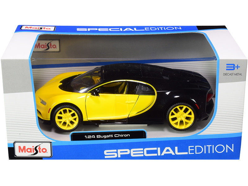 Maisto 31514y Bugatti Chiron Yellow and Black 1/24 Diecast Model Car