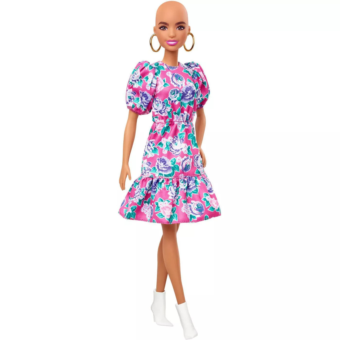 Barbie Fashionistas Doll 150 No Hair Look Pink Floral Dress – One