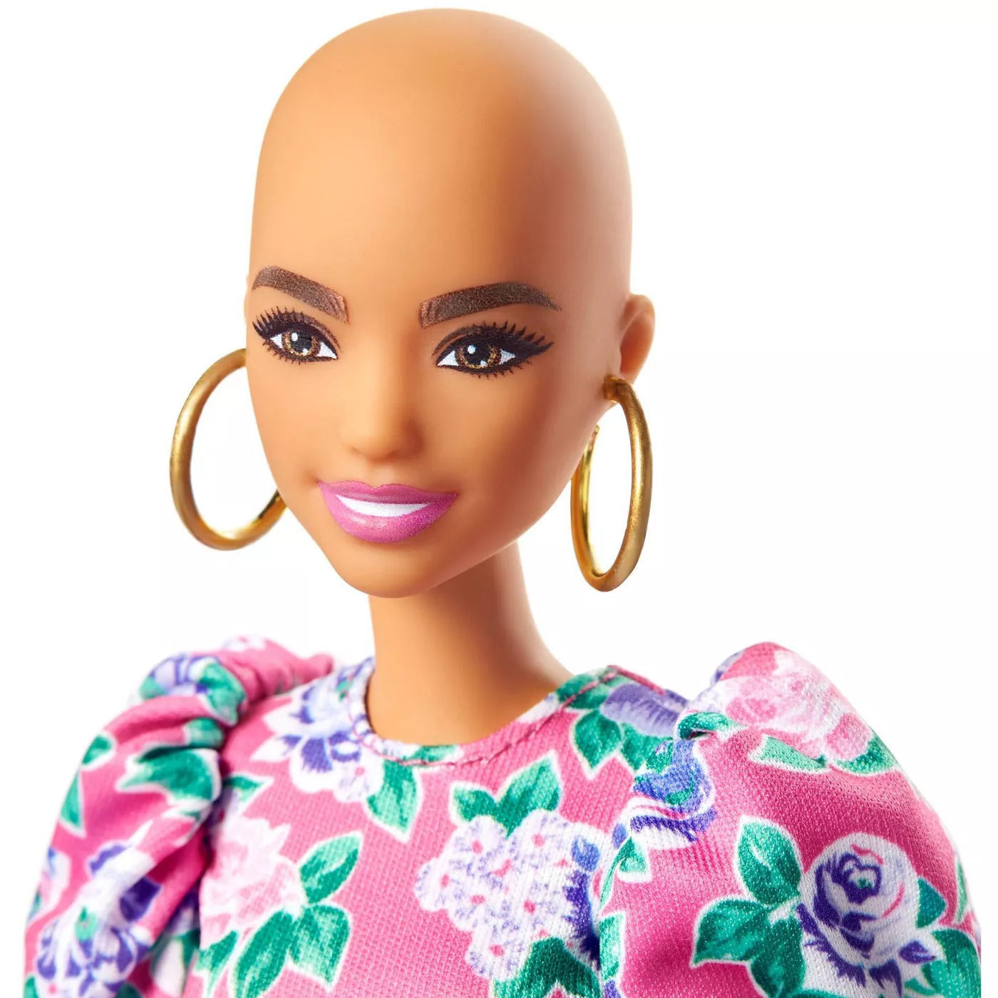 Barbie Fashionistas Doll 150 No Hair Look Pink Floral Dress Secondary image