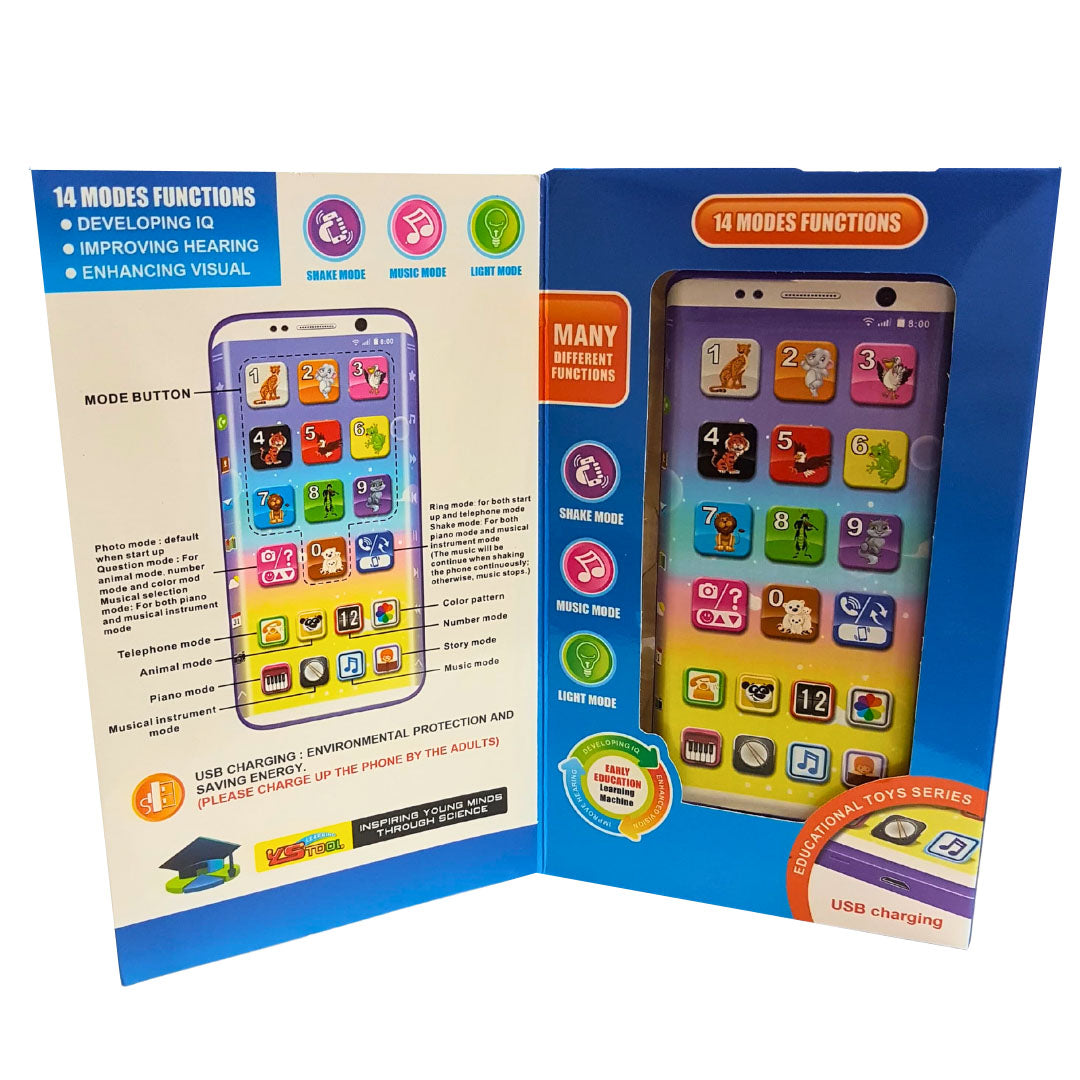 3+ Years Kids Learning Phone with 14 Modes: Music, Stories, English & Numbers - Rechargeable Educational Toy Enhancing Visual & Hearing Skills