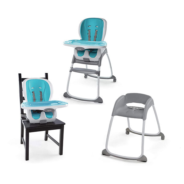 2-In-1 Convertible Baby High Chair to Booster Seat - Sleek Design in Teal and Grey H-10515