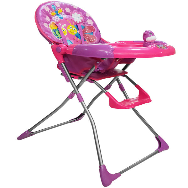 Colorful Butterfly Garden Baby High Chair with Safety Harness and Food Tray H-200PINK