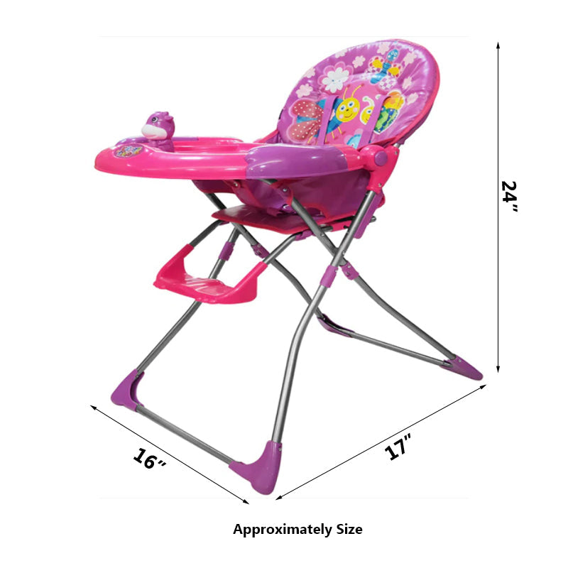 Colorful Butterfly Garden Baby High Chair with Safety Harness and Food Tray H-200PINK