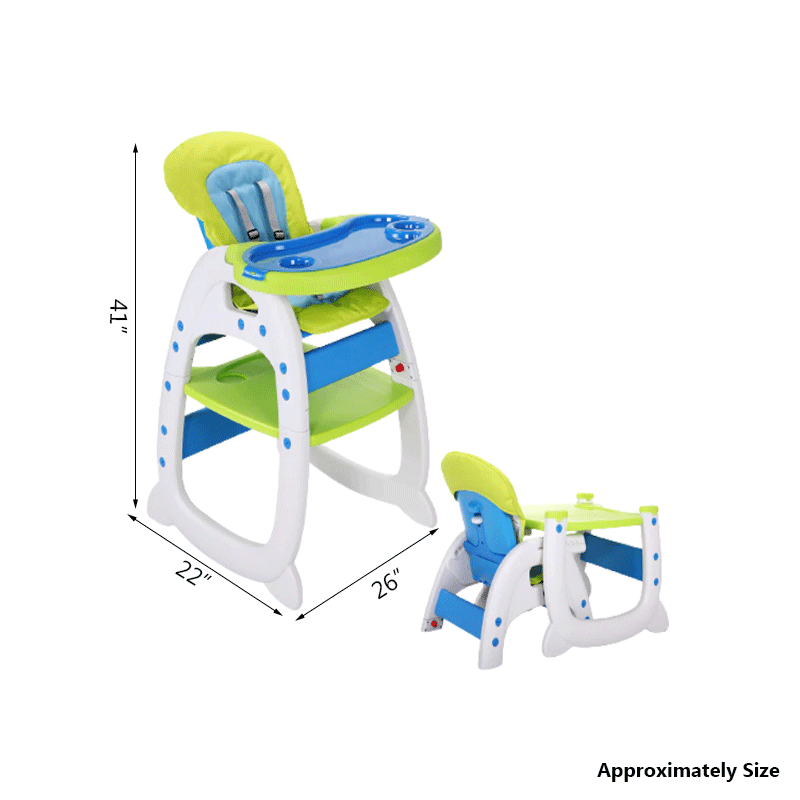 2-In-1 Playful Polka-Dot Baby High Chair & Booster Seat - Vibrant Lime and Blue