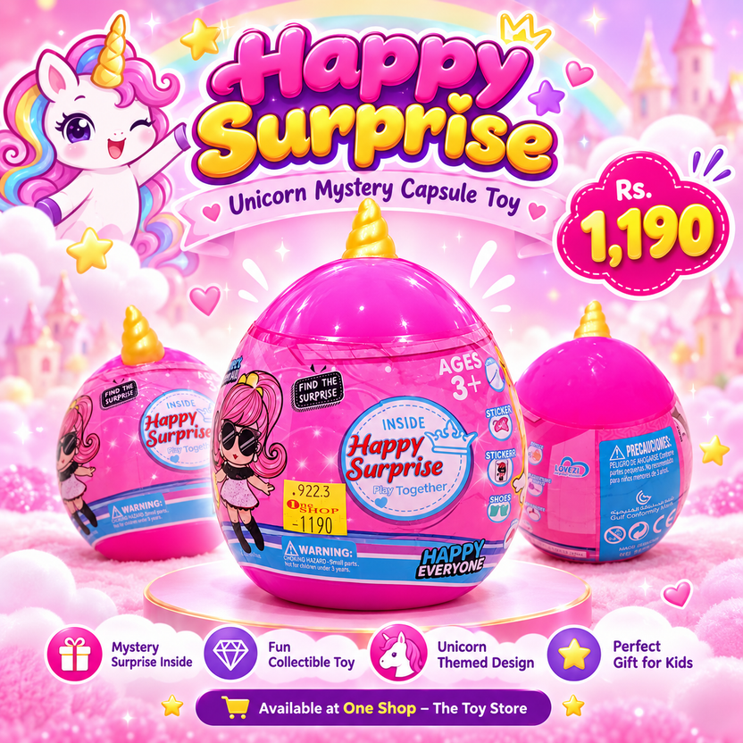 Happy Surprise Unicorn Mystery Capsule Toy – Pink Surprise Ball for Kids 3+ Main image