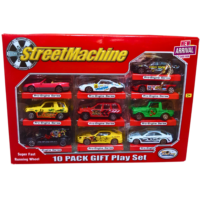 🏎️ Street Machine 10-Pack Die-Cast Car Gift Play Set – Pro-Engine Series Main image