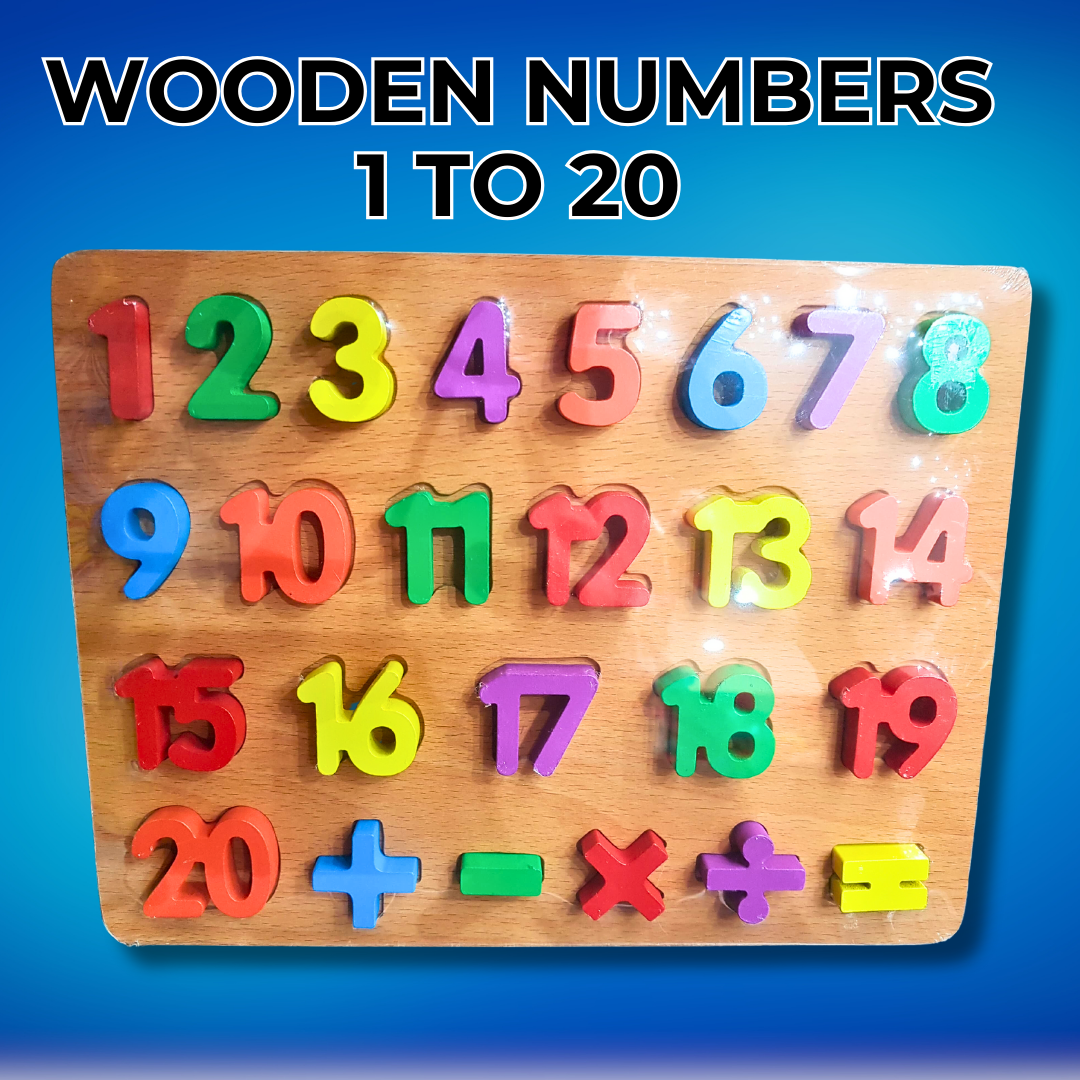 Premium Wooden Numbers for Kids Learning 123 - Vibrant & Safe 1 to 20 Set