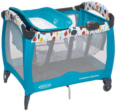 GRACO Contour Electra Deluxe Baby Playpen & Portable Bed with Toy Bar - Teal Tranquility