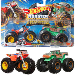 Hot Wheels Monster Trucks Demolition Doubles Tri To Crush Me VS Baja Buster