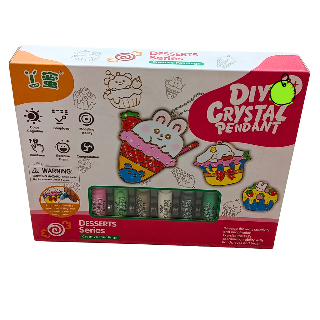 DIY Crystal Pendant Making Kit – 6 Cute Dessert Designs | Paint, Decorate & Wear Creative Art & Craft Set for Kids