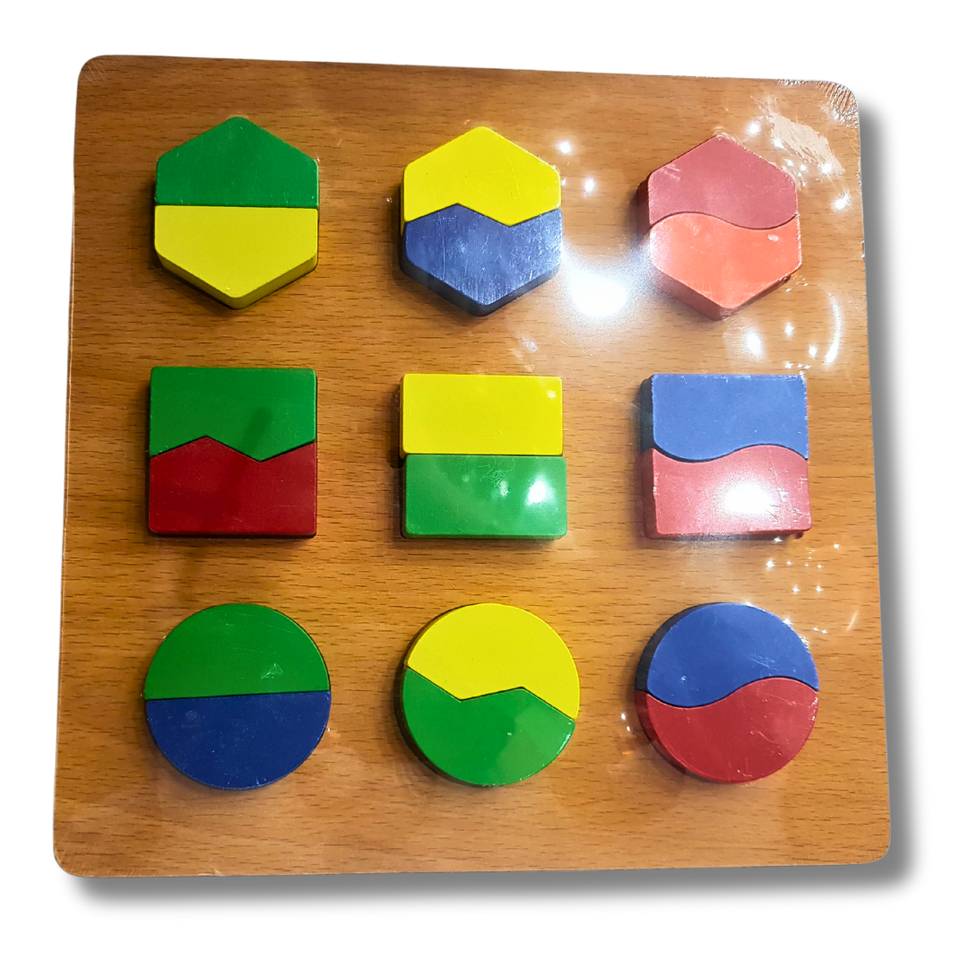 Vibrant Wooden Shape Puzzles Circle Square Hexagon