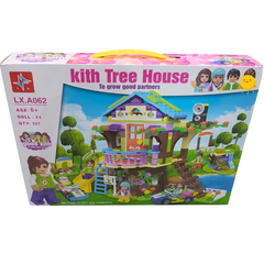 Enchanting Forest Tree House Playset with 4 Dolls – Educational Building Blocks Toy for Ages 6+