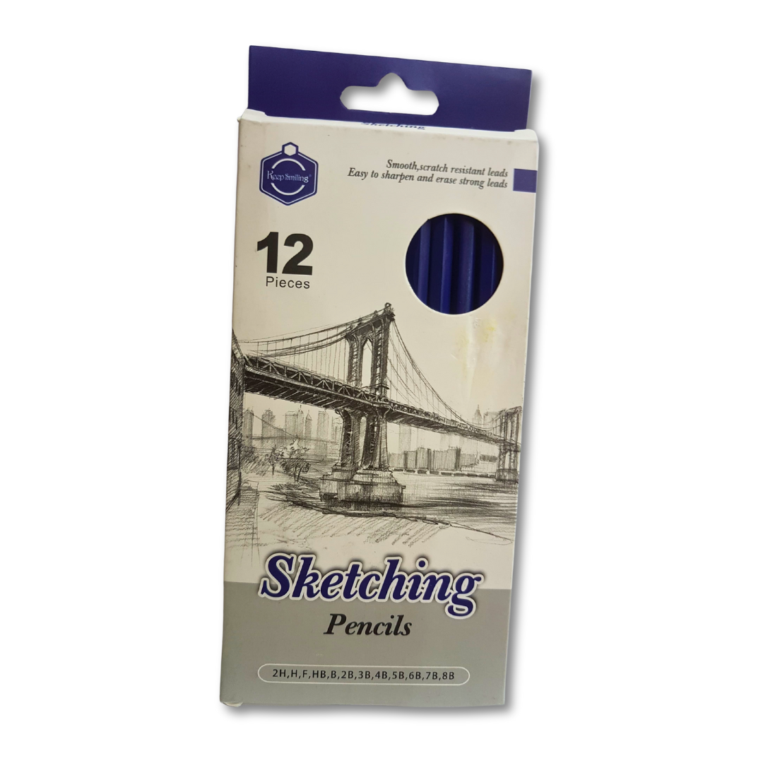 12-Piece Sketching Pencil Set - Smooth & Scratch-Resistant Leads - 2H to 8B - 175mm Length - Easy Sharpen & Erase