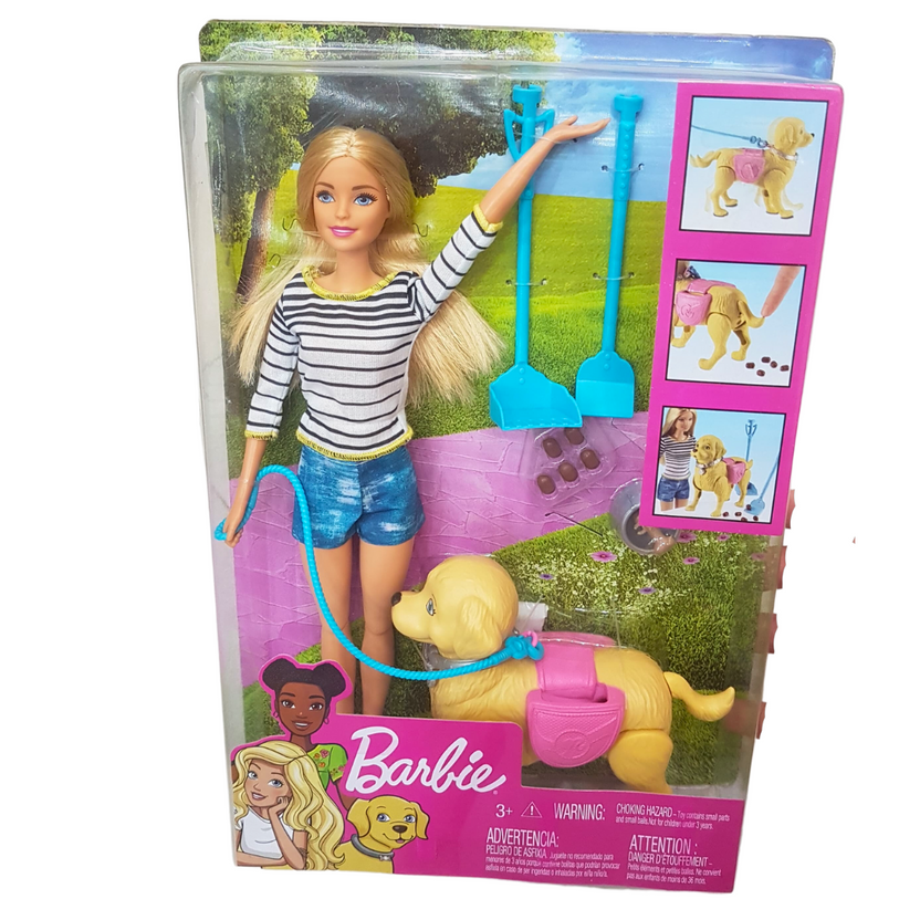 Barbie Walk & Potty Pup Set with Doll & Tail-Activated Pooping Puppy Main image