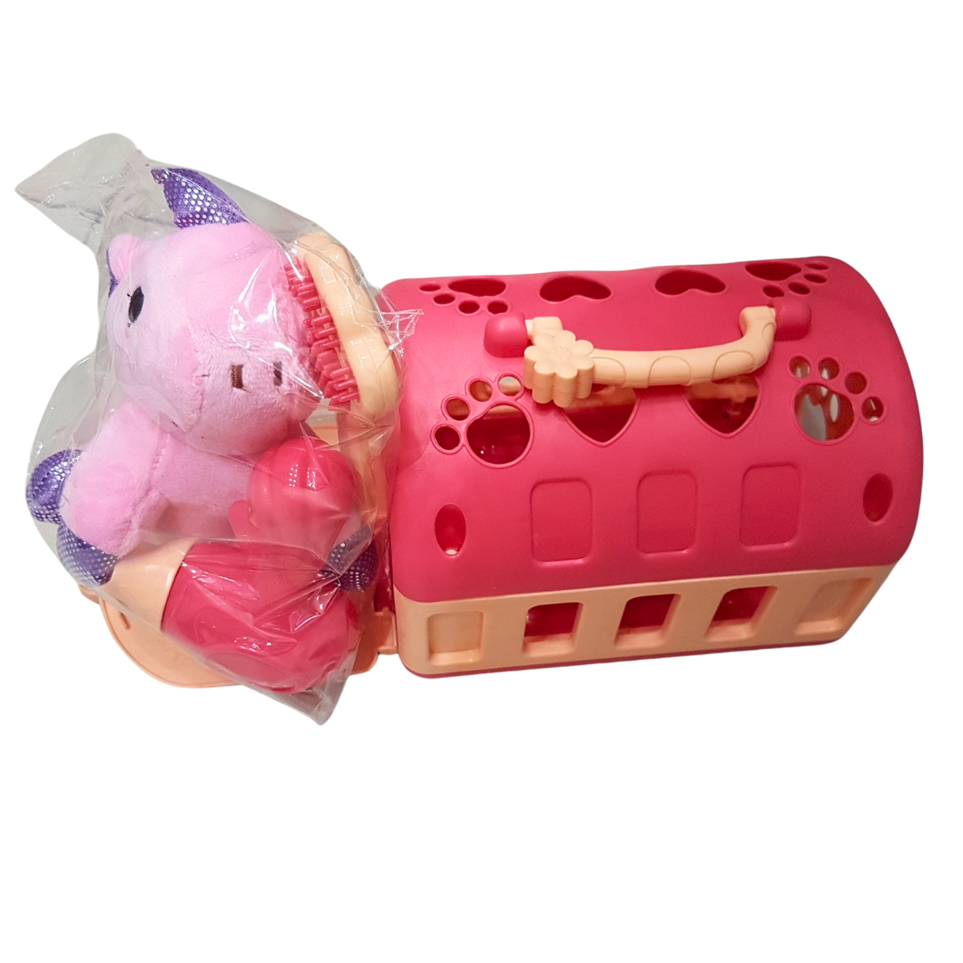 Charming Pink Toy Basket with Plush Pony