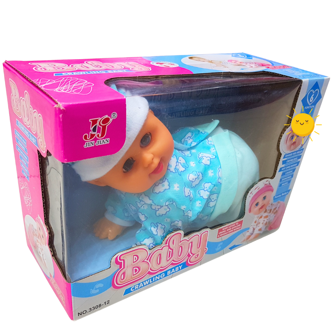 Interactive Crawling Baby Doll with Music - 6 Functions, Head-Shaking, Laughing, Dancing - New Arrival Toy for Girls, Ideal for Exploratory Play
