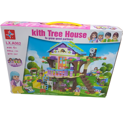 Enchanting Forest Tree House Playset with 4 Dolls – Educational Building Blocks Toy for Ages 6+