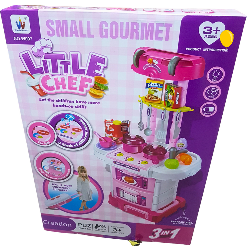 Tiny Tot Chef Station - 3-in-1 Small Gourmet Kitchen Playset with Sound and Light Effects, Ages 3+ Main image