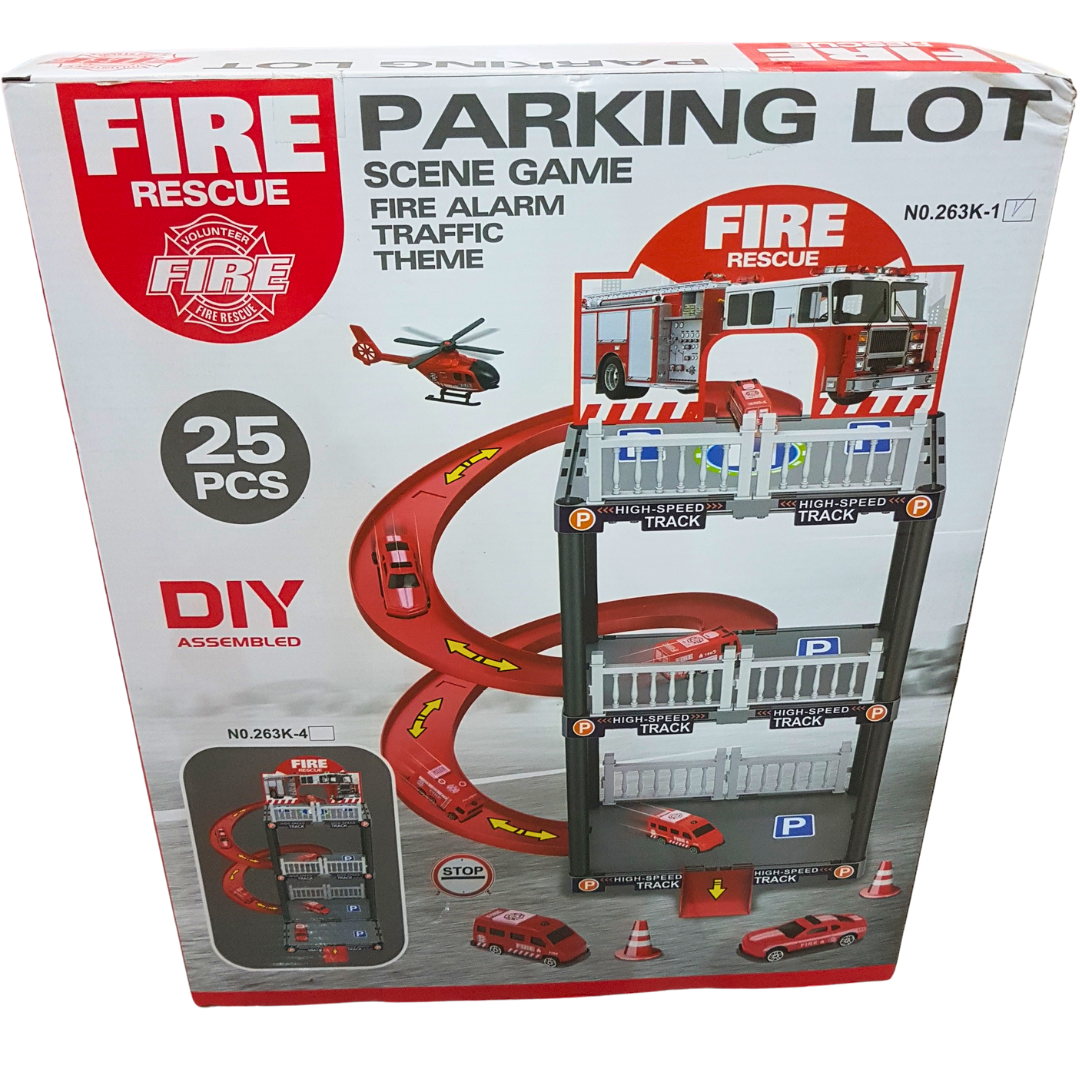 Fire Rescue Themed Parking Lot Playset - 26-Piece DIY Assembled Adventure for Ages 3+ Secondary image