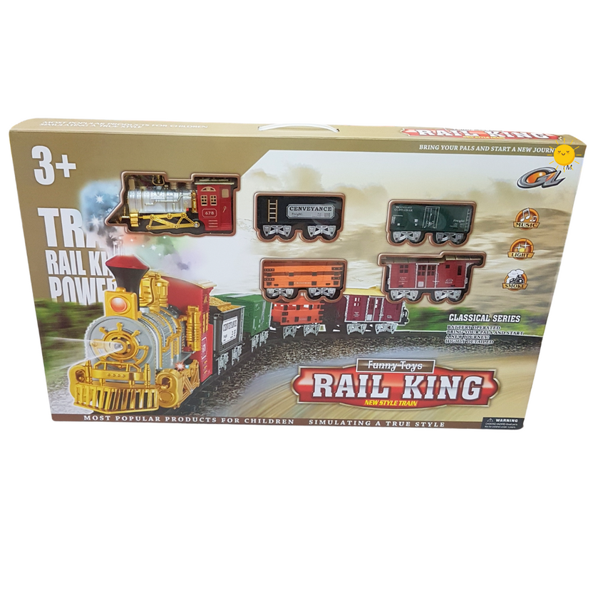 Rail King Classical Train Set - Realistic Sound & Light Steam Locomotive - 3+ Years Main image
