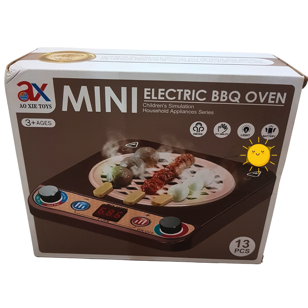 Little Chef's Delight: Mini Electric BBQ Oven Playset for Kids – 13 Piece Set