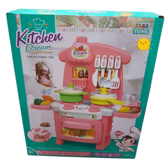 Kitchen Dream: Playful Chef's Pink Cooking Playset – Interactive Toy Kitchen for Kids