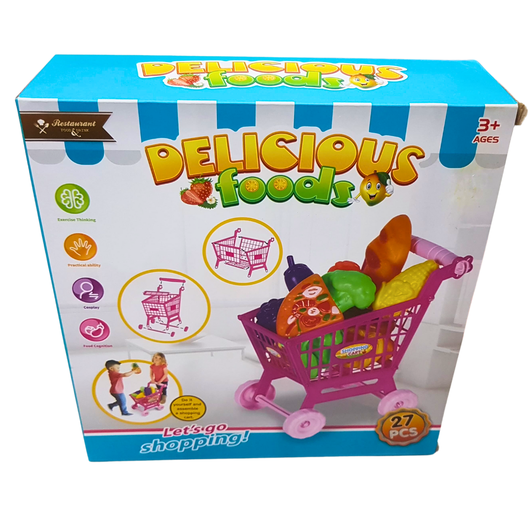 Delicious Foods Playset - 13pcs Gourmet Assortment with Shopping Trolley for Kids Ages 3+ | Educational & Fun Main image